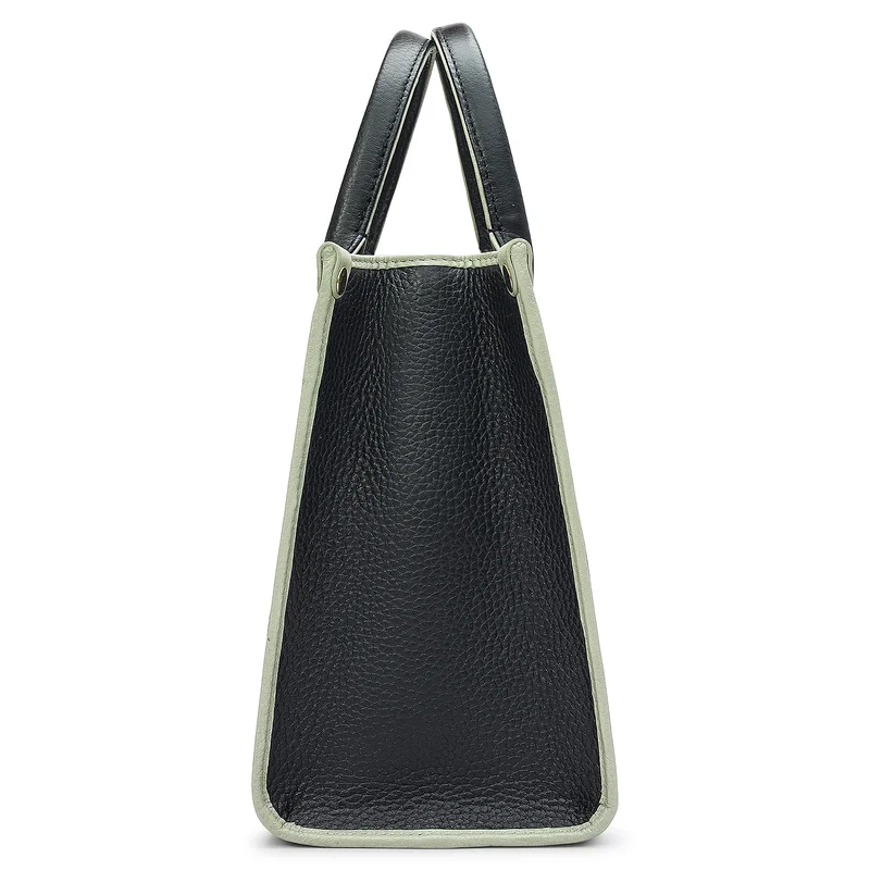 Da Milano Black Small Wax Leather Book Tote - Black for Women | Best Price UAE